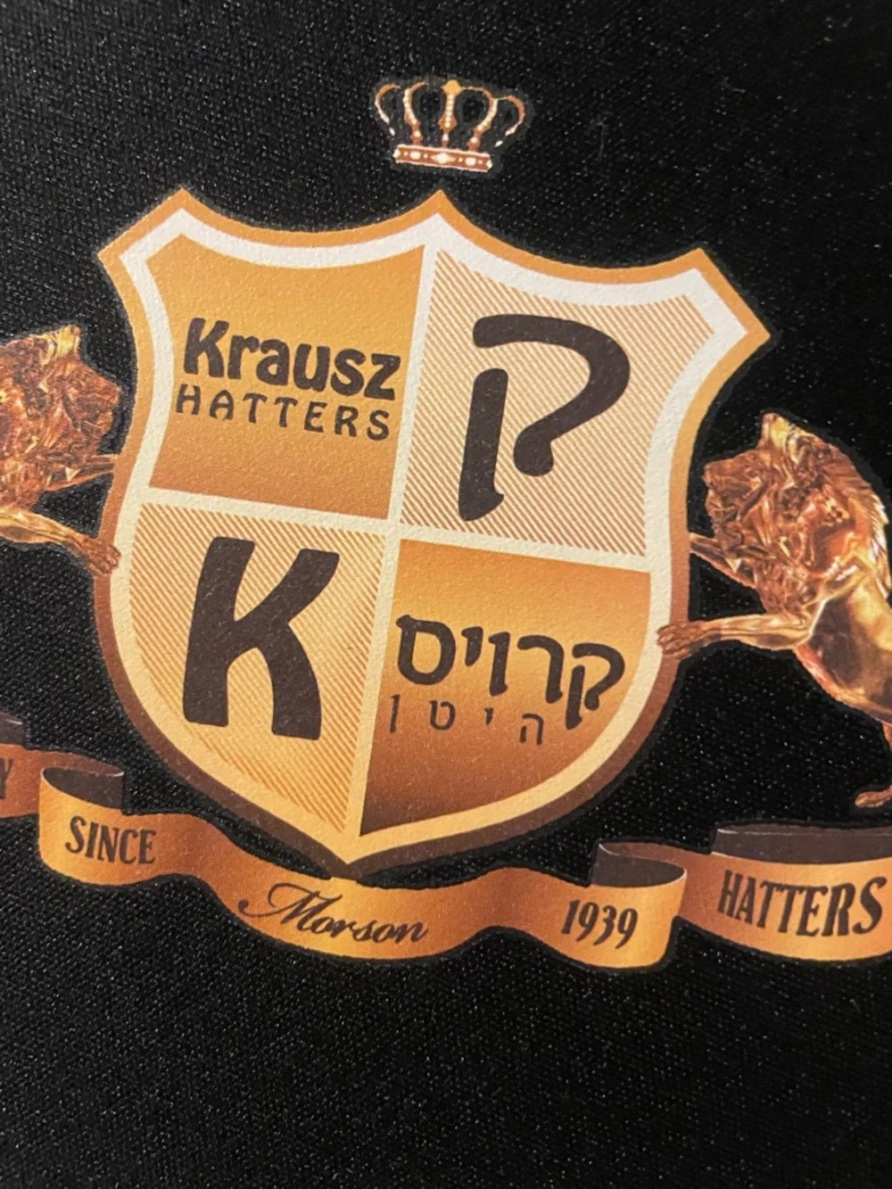 Krausz Hatters Black Felt Bowler Hat Travel Case with Gold Crest